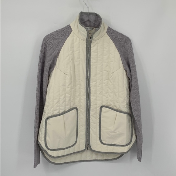 Peter Millar Pippen quilted jacket cream gray zipper hybrid coat knitted new S - Picture 2 of 5